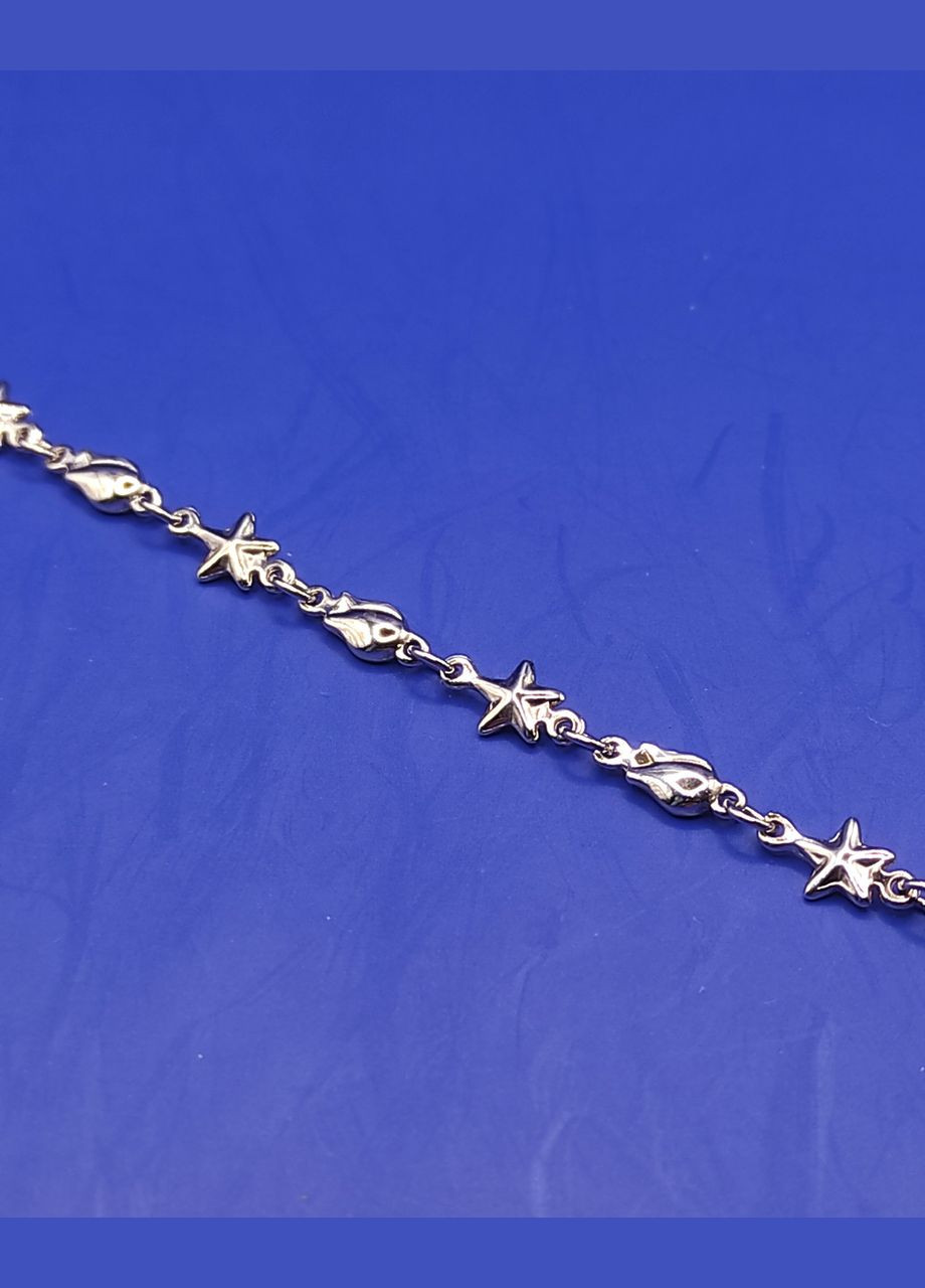 Женский серебряный браслет 925 пробы на ногу покрытие родий размер 24-28 см Shiny 22879 No Brand (332806808)