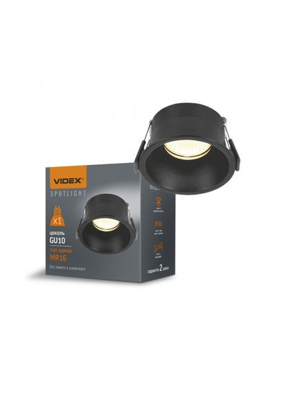 Светильник под лампу GU10 врезной Круглый Черный VLSPF09R-B (VL-SPF09R-B) Videx (305755253)