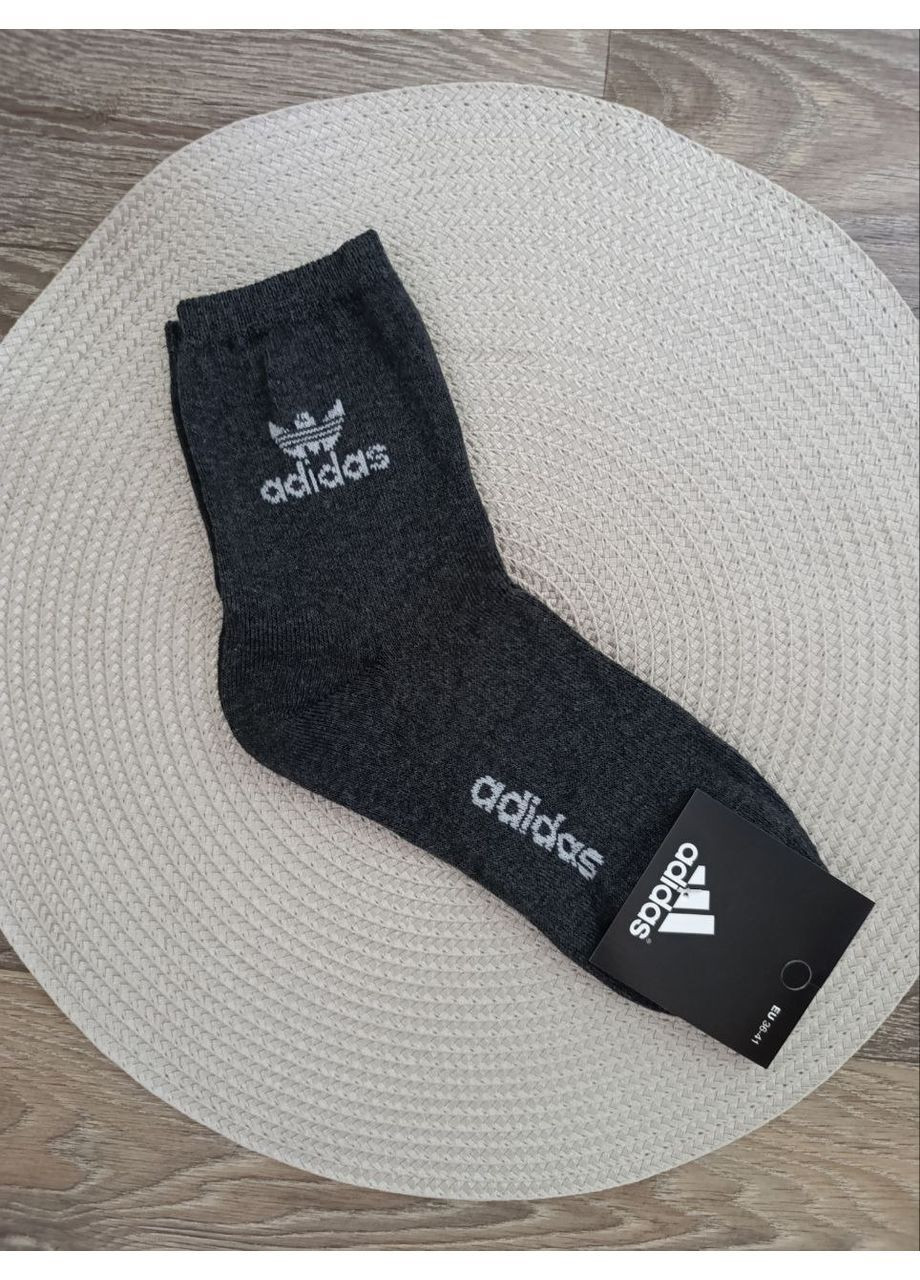 Темно-сірі шкарпетки підліткові з логотипом, високі, розмір 36-41, туреччина логотипи всесезон (361893763)