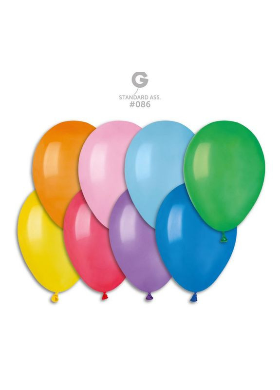 Повітряний кулі Gemar #086 A80 Standard Ass d21 см 100 шт/уп асорті Gemar Balloons (282843257)