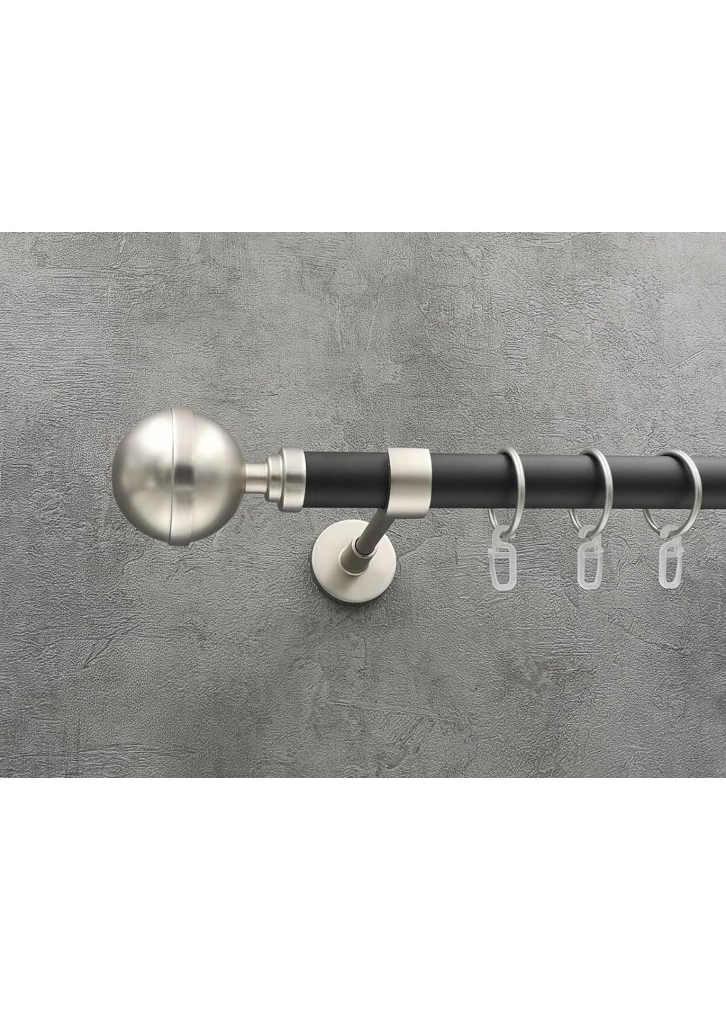 Карниз Калісто гладка штанга одинарний модерн 25 мм 160 см Сатин/Чорний матовий Quadrum (352778209)