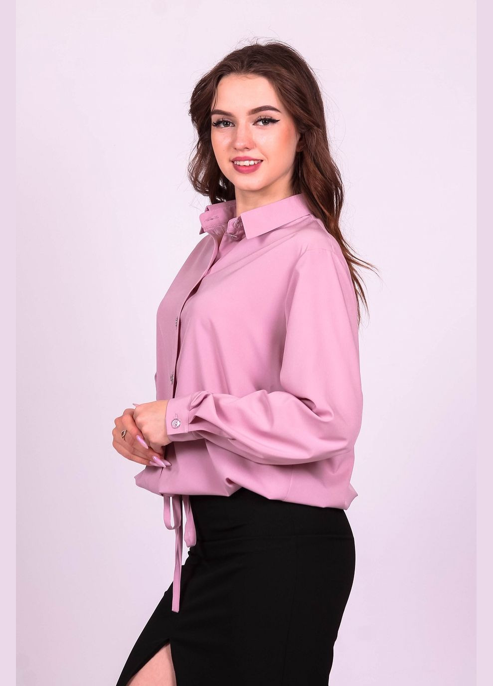 Розовая блузка женская 057 однотонный софт розовая Актуаль