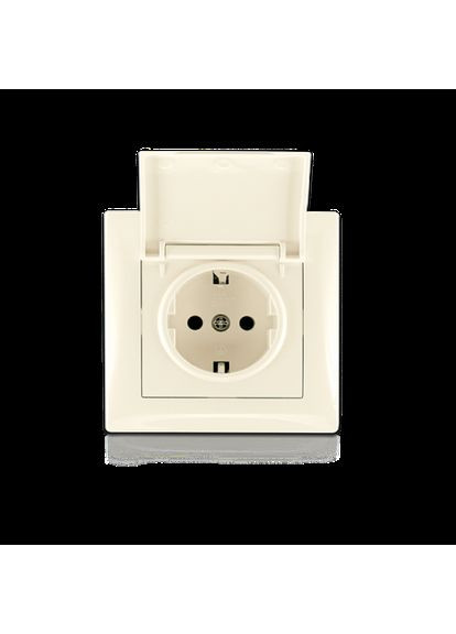 Розетка одинарна із заземленням із кришкою Erste electric крем 9202-45, С Triumph (334847184)
