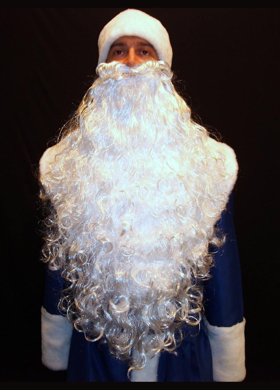 Борода біла 75 см 190 г Св. Миколая/Санта Клауса/Діда Мороза/старця/чаклуна - ВІЛЬНА No Brand (370135550)