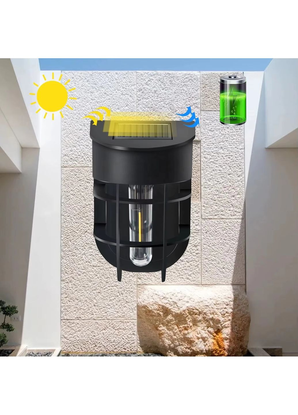 Садовый настенный светильник с солнечной панелью 4 шт уличный фонарь с теплым белым светом и автоматическим включением No Brand (361161850)
