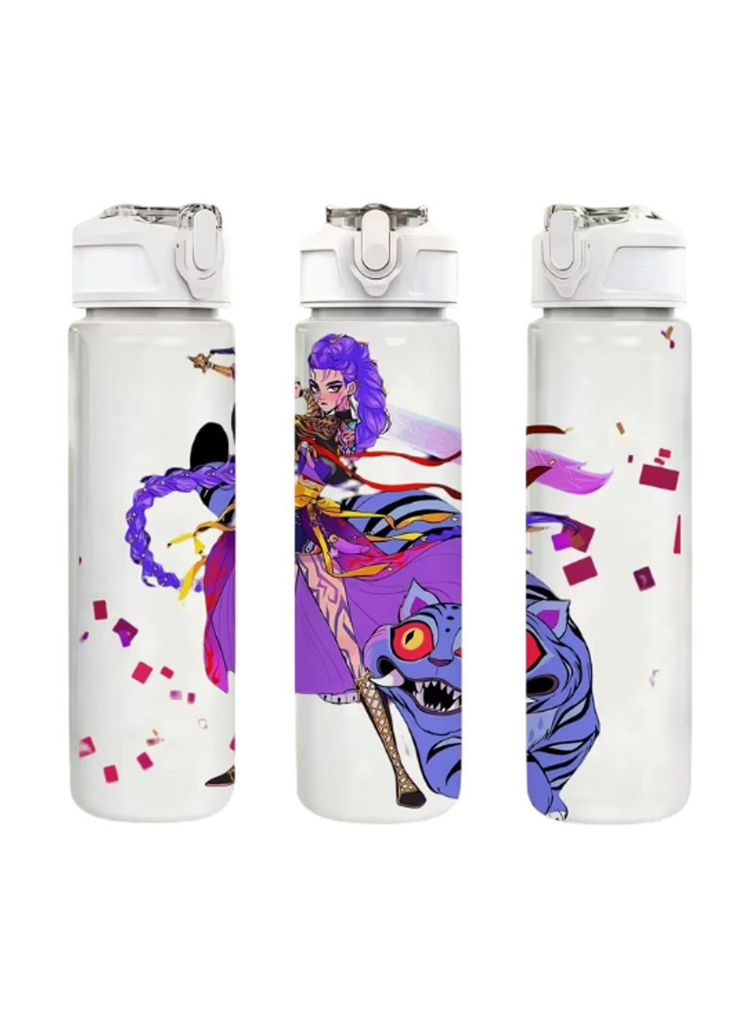 Дитяча пляшка для води з трубочкою Кейпоп мисливиці на демонів KPop Demon Hunters 750 мл No Brand (372084722)