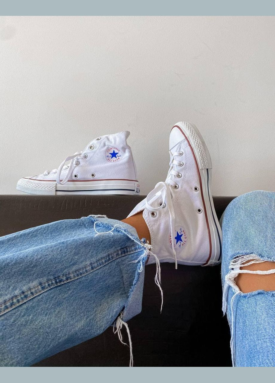 Комбіновані Літні кросівки Converse Classic High White Конверс