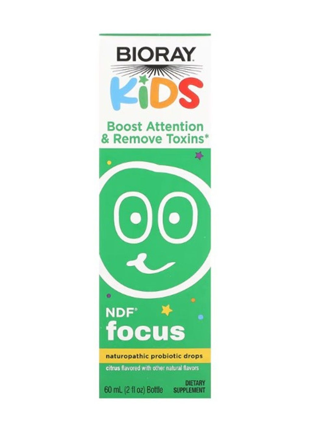 Kids, NDF Focus, натуропатичні пробіотичні краплі, цитрусовий смак, 60 мл Bioray (347600251)