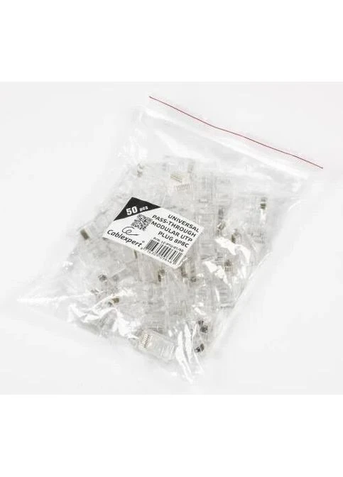 Конектор RJ45, UTP, 50 шт,, модульна вилка з наскрізними отворами, позолочені контакти (LC-PTU-01/50) LC-PTU-01/50 Cablexpert (395348051)