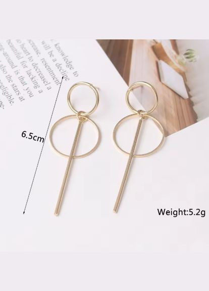 Серьги геометрические палочки и круг длинные No Brand (339104042)