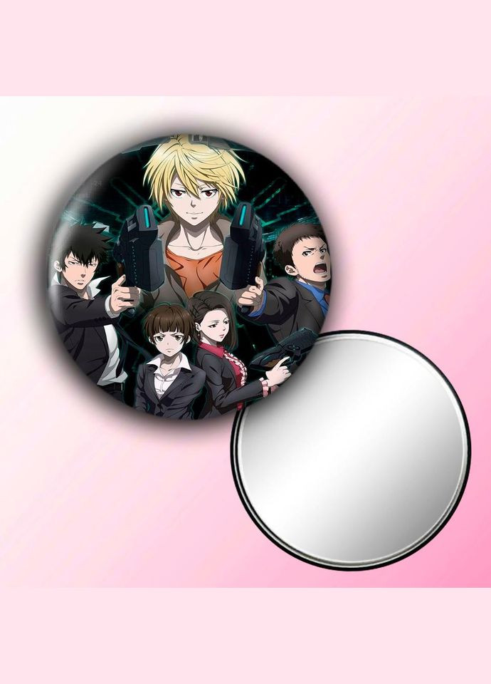 Зеркальце косметическое карманное Аниме Психопаспорт #0004 с рисунком круглый 56 мм No Brand (309160772)