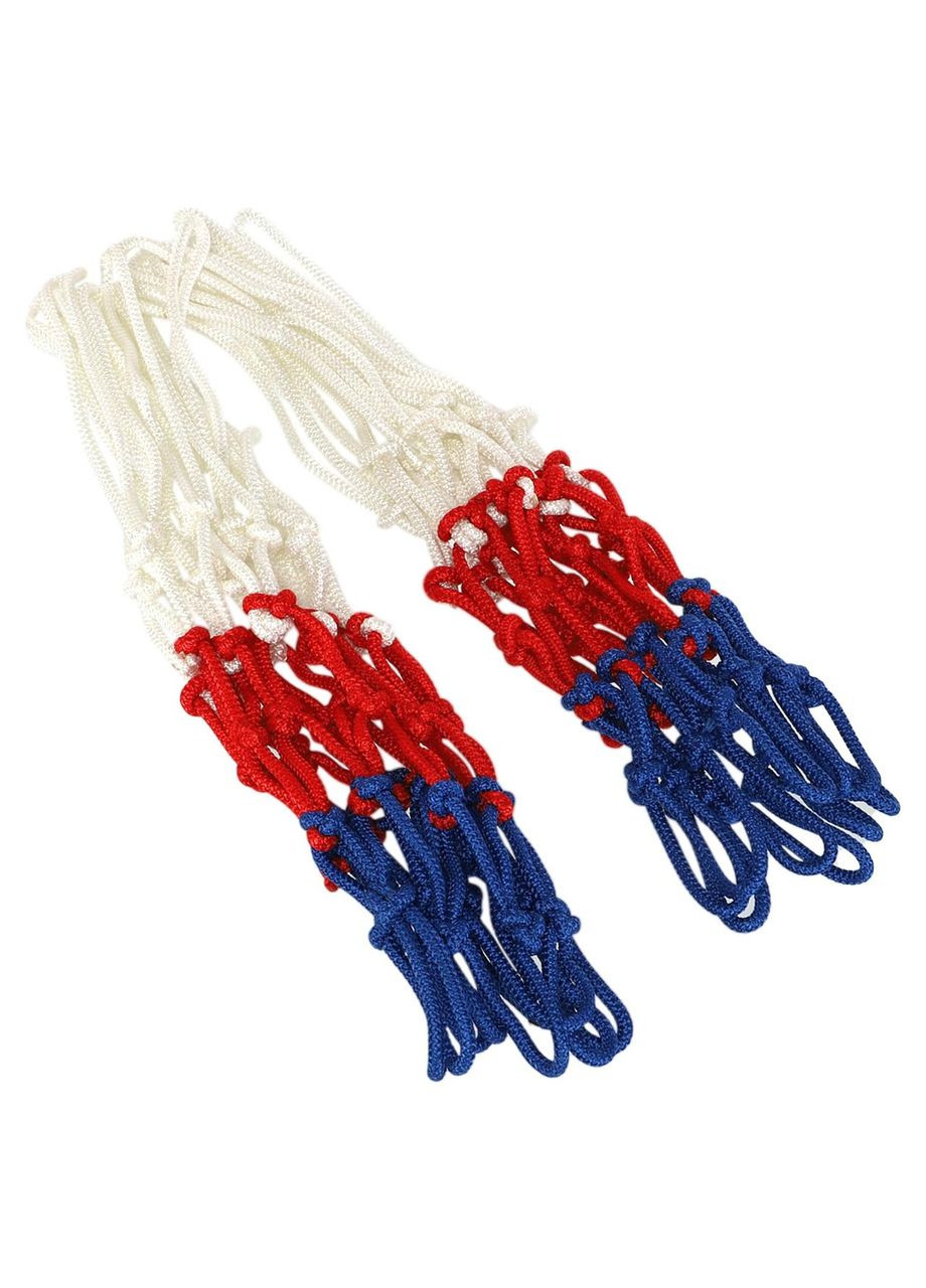 Сітка баскетбольна FOX (поліпропілен, 12 петель, білий-синій-червоний, компл. 2 шт.) (C-8996-2_Білий-синій-червоний) SP-Sport (361433693)