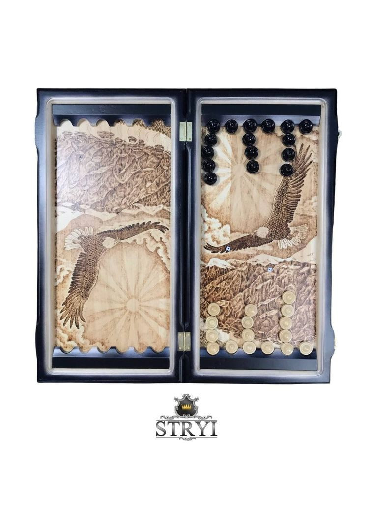 оформлені ручним різьбленням "Орел", 60*30*8 см, арт.190302 Кавун Нарди (335212023)