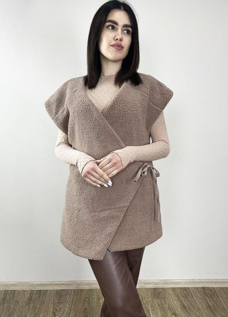 Коричневий зимовий тепла жилетка з поліестеру та нейлону — практична та затишна жилетка artknit (ak32130p) Art Knit