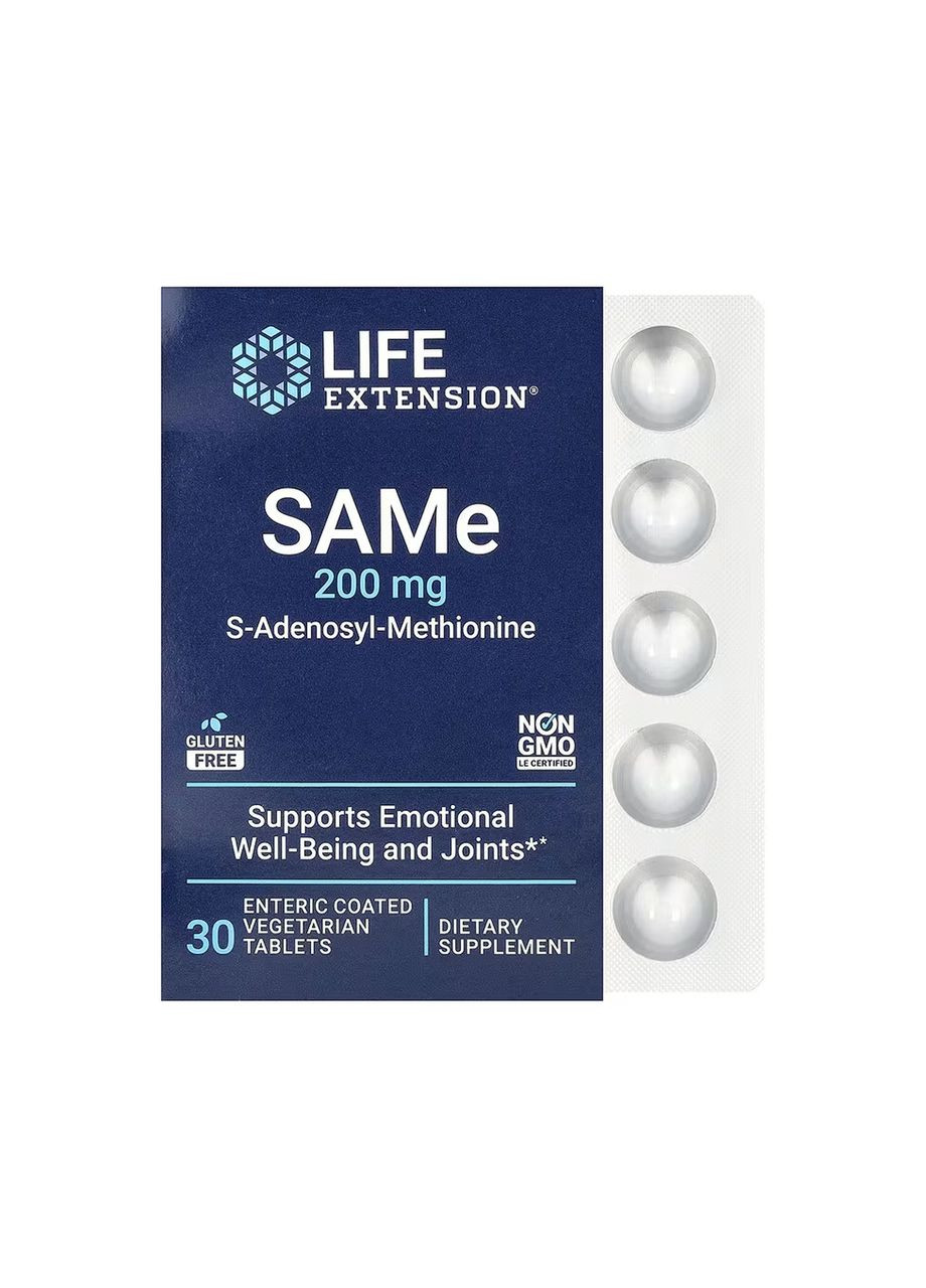 SAMe 200mg - 30 enteric-coated vegetarian tabs Life Extension (369400520)