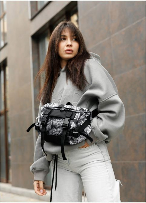 Велика жіноча поясна сумка бананка DynamicDart принт "Palm" (SKU_80411720-VS) Sambag (302450091)