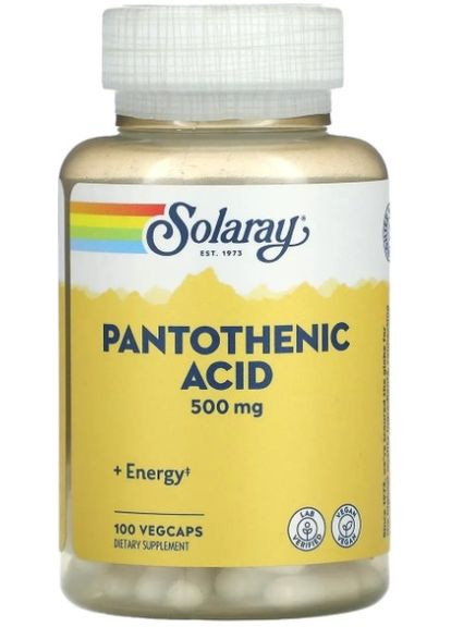 Пантотенова кислота Pantothenic Acid 500 мг 100 капс Solaray (357342849)