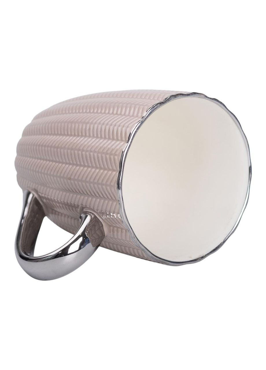 Чашка порцелянова 400 (мл) з сріблястим обідком та ручкою для чаю, кави Кремова RX-N231315CO Jooki (358705886)