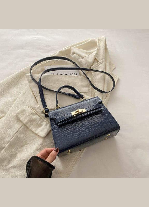 Жіноча сумка 8117 крос-боді на ремінці рептилія синя No Brand (306709431)