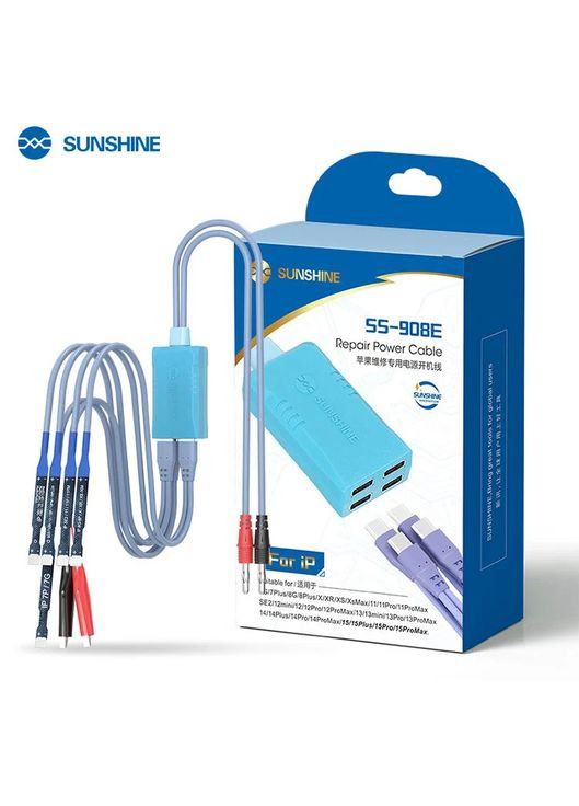 Кабелі для блоків живлення SS-908E з роз'ємами для підключення плат iPhone 7 - 15 / Pro / Plus / Max Sunshine (322707504)