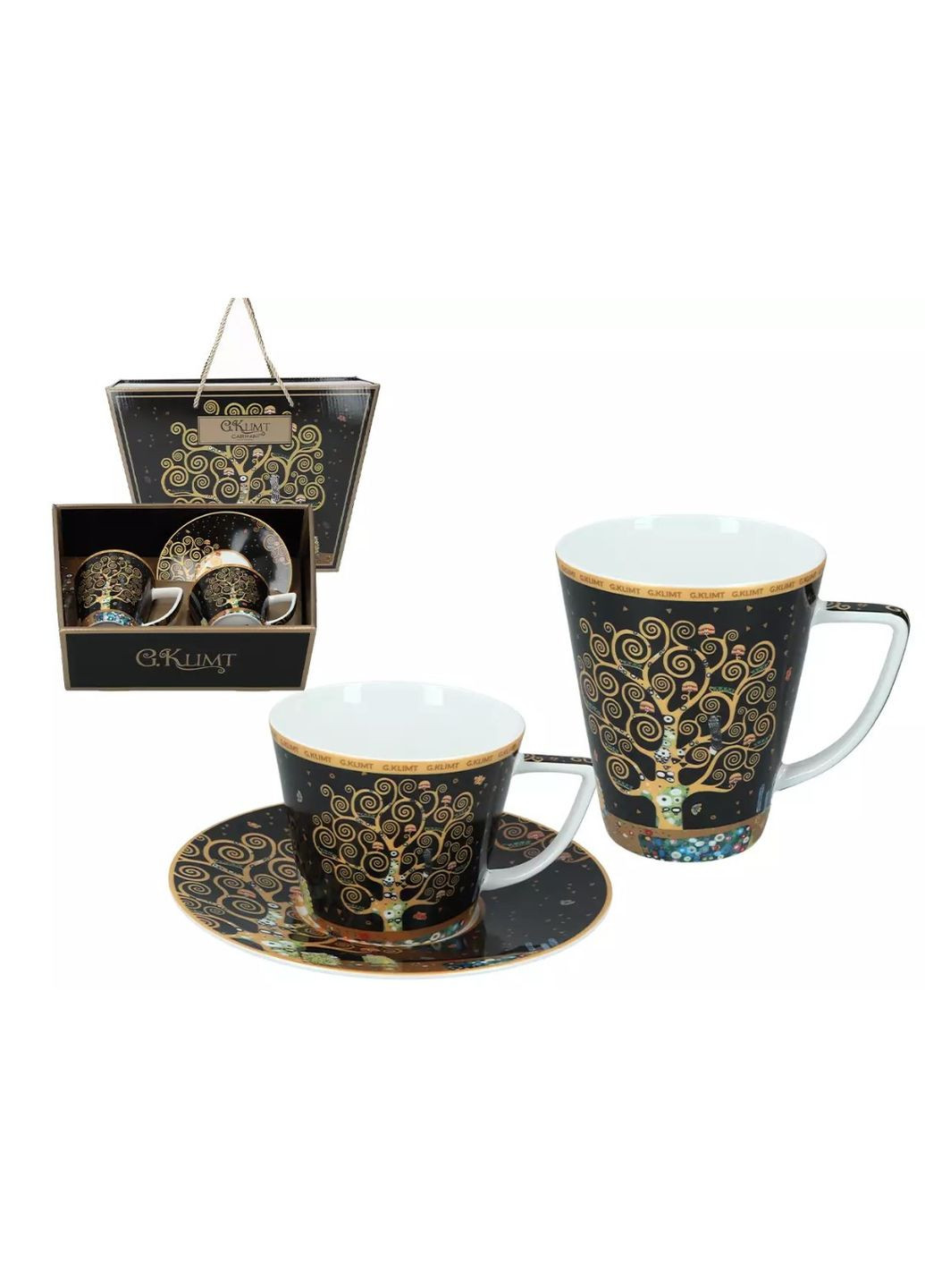 Набір подарунковий чашка з блюдечком та горнятком в подарунковій коробці Г. Клімт Дерево житт, 400 мл, 230 мл (532-3400) Carmani (366336553)