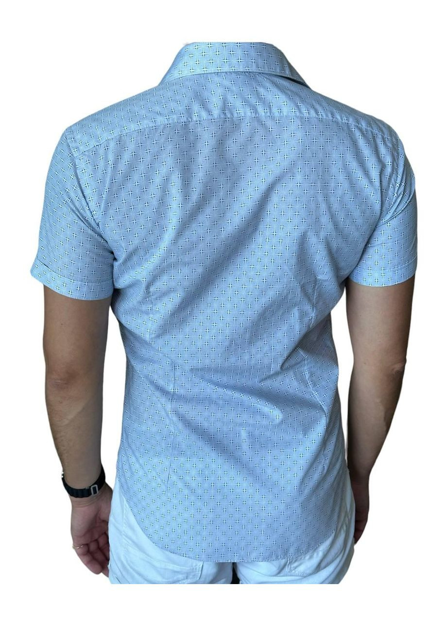 Голубой рубашка с геометрическим узором Ego