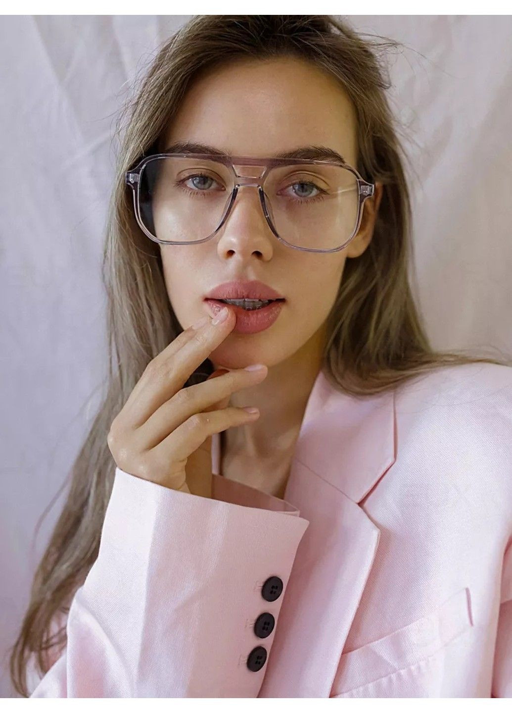 Солнцезащитные очки авиатор Pilot имиджевые прозрачные розовые No Brand (315069898)