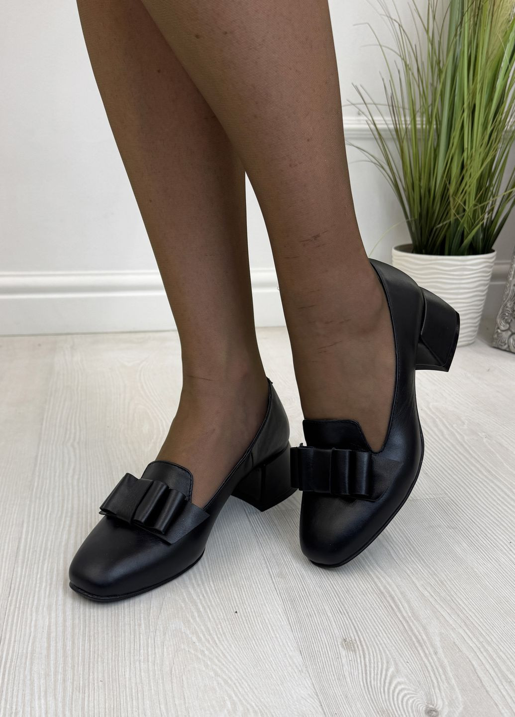 Vasha para Туфли женские кожаные черные, декорированные бантом черный з натуральная кожа, украина — демисезон (360767599)