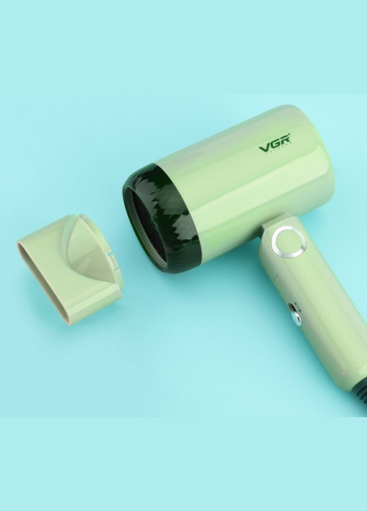 Складаний портативний фен 1200 Вт зелений з насадкою-концентратором (2390000048) VGR V-421 (345562823)