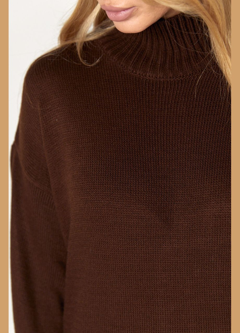 Темно-коричнева довга в'язана сукня прямого крою Lurex