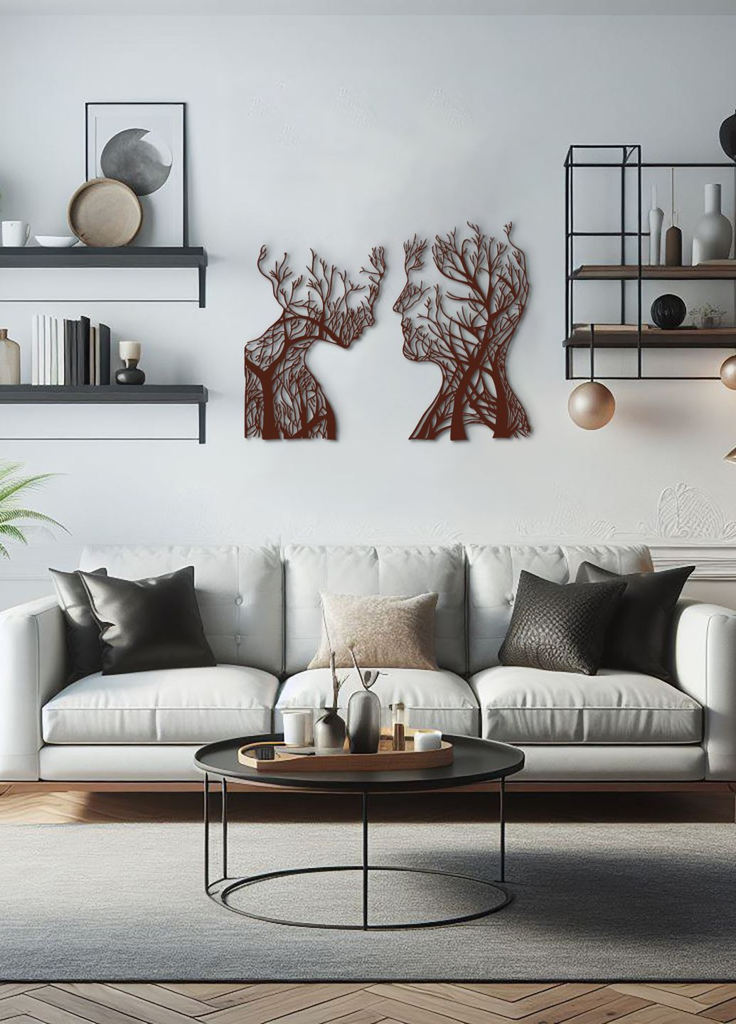 Сучасна картина на стіну, декор для кімнати "Закохана пара", мінімалістичний стиль 60х45 см Woodyard (292013608)