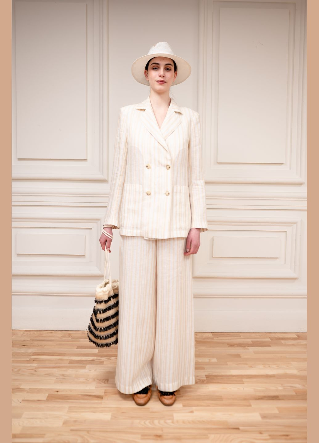 ОВЕРСАЙЗ ЛЛЯНИЙ ЖАКЕТ В МОРСЬКОМУ СТИЛІ В БЕЖЕВУ СМУЖКУ ОЛДРІДЖ Dolcedonna (340114166)