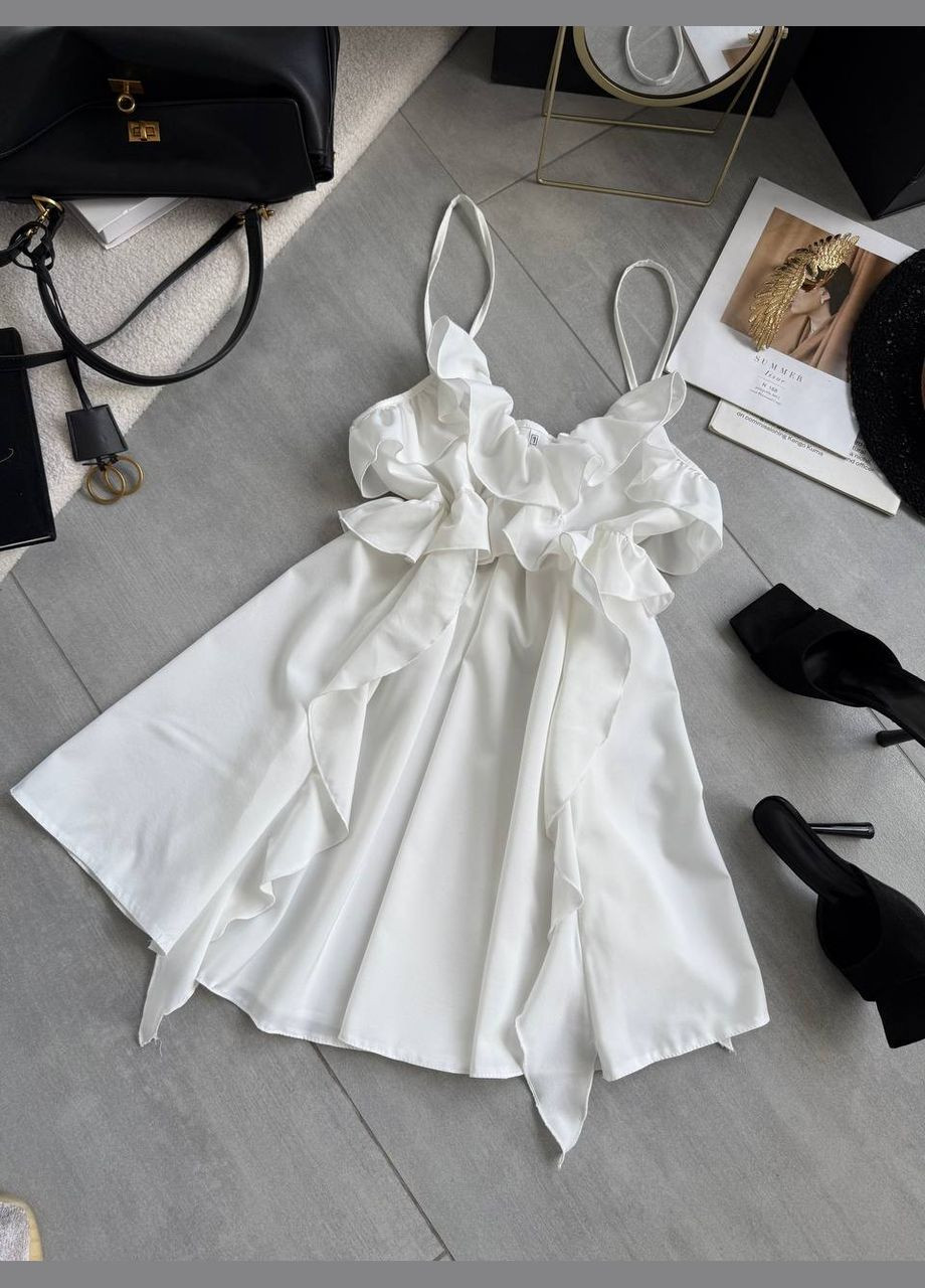 Молочна повсякденний, святковий жіноча сукня з воланами Avanti однотонна