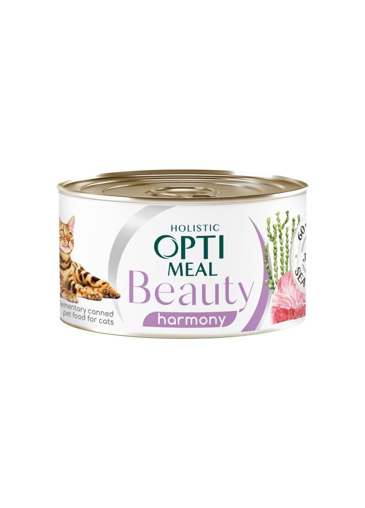Вологий корм для котів Beauty Harmony зі смугастим тунцем та водоростями в желе 70 г B2782101 Optimeal (334698394)