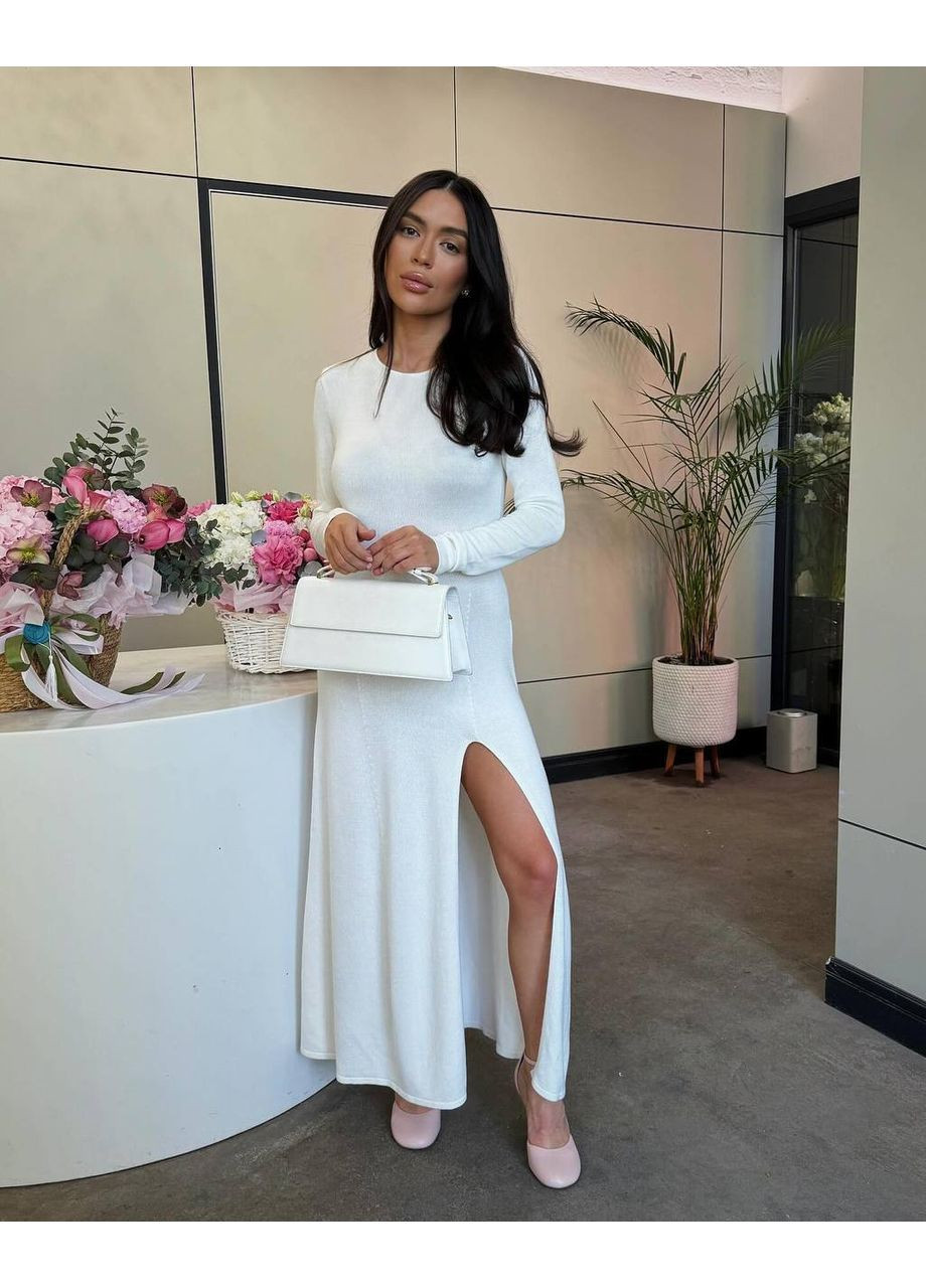 Молочна святковий, повсякденний, кежуал жіноча сукня з ангори силуетна Avanti однотонна