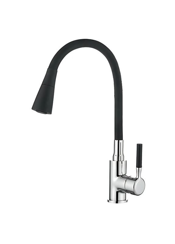 Кухонний змішувач ATRIUM-011-T REFL.BLACK з чорним силіконовим виливом ZX4720 Zerix (370948455)