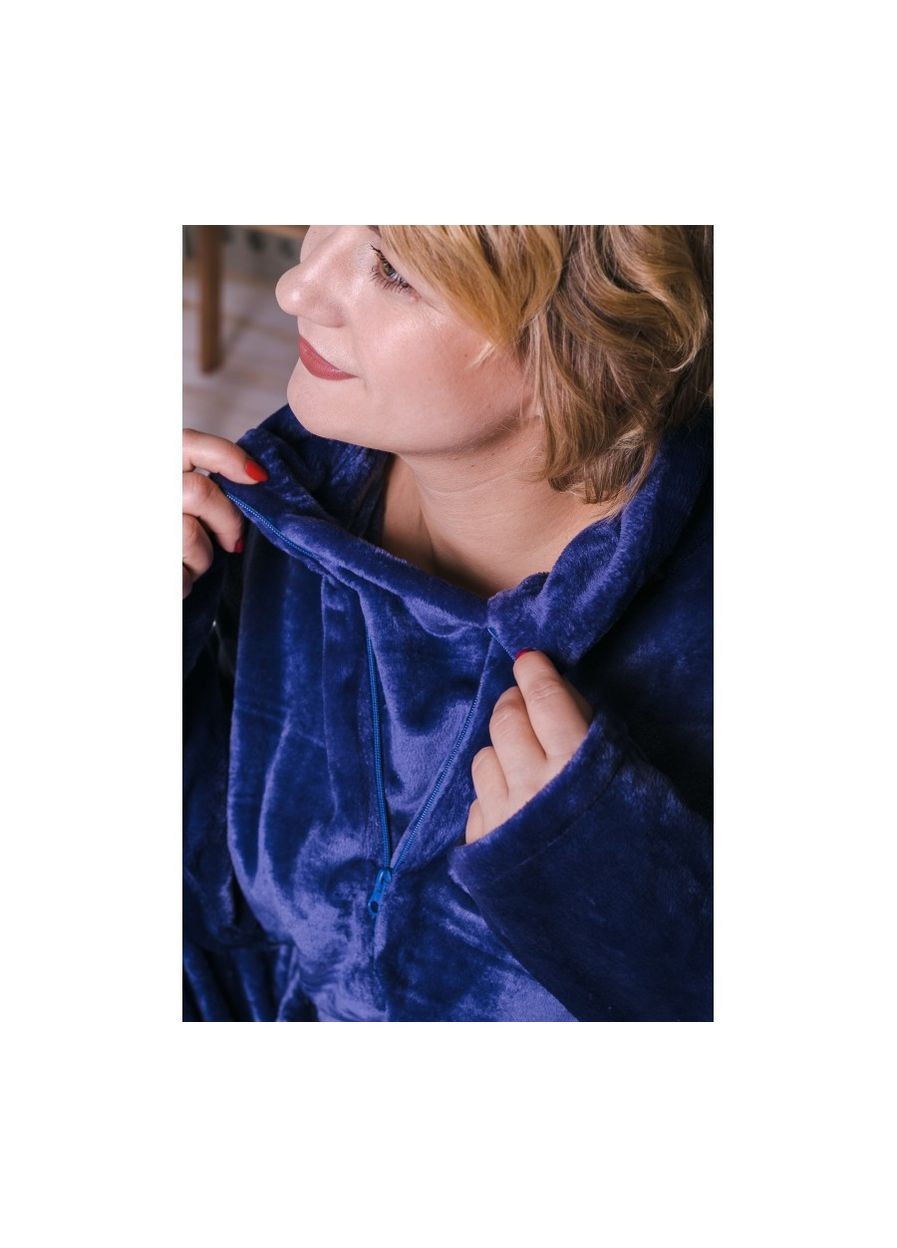 Темно-синя всесезон піжама жіноча велюрова однотонна тепла синя mklnf347-2 Modna KAZKA