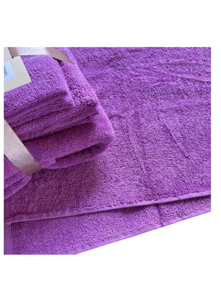 Набор махровых полотенец лиловый цвет 40х70, 50х90, 70х140. Ярослав однотонный сиреневый
