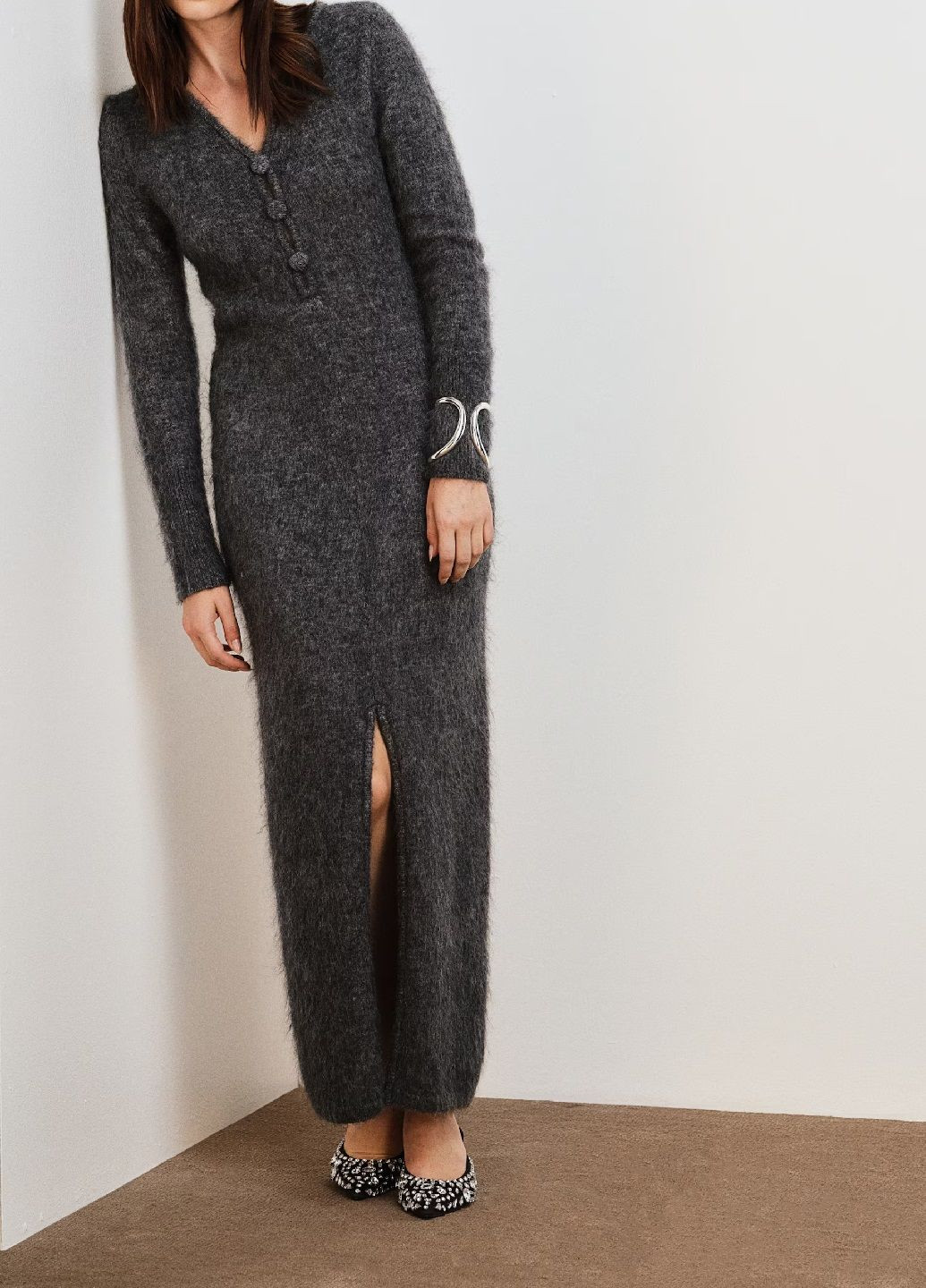 Темно-сіра кежуал сукня H&M однотонна