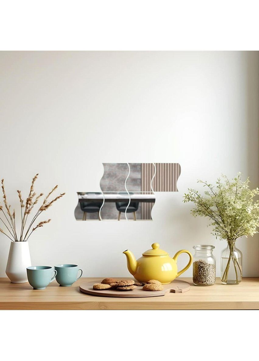 Дзеркальний декор акриловий самоклеючий 120*80мм срібло, 6шт love-shopping Sticker Wall (354657545)
