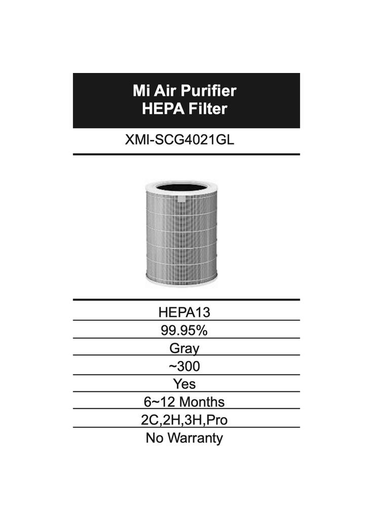 HEPAфильтр Mi Air Purifier HEPA Filter M8R-FLH (SCG4021GL) Xiaomi (279554030)