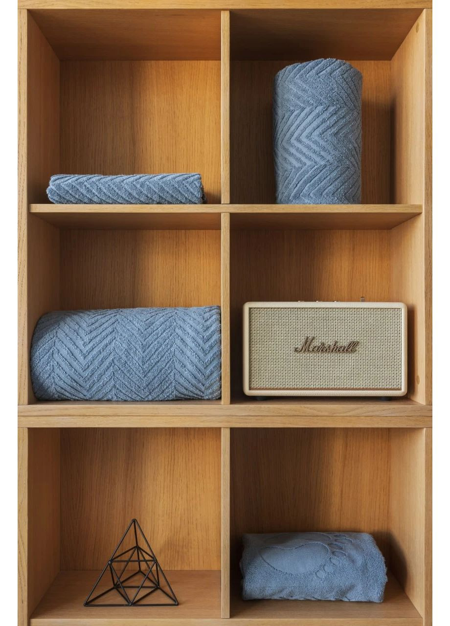 Набір рушників + коврик 50х70 Chic & Foot, 50х90см, 70х140см, 90х150см HYGG смужка світло-блакитний