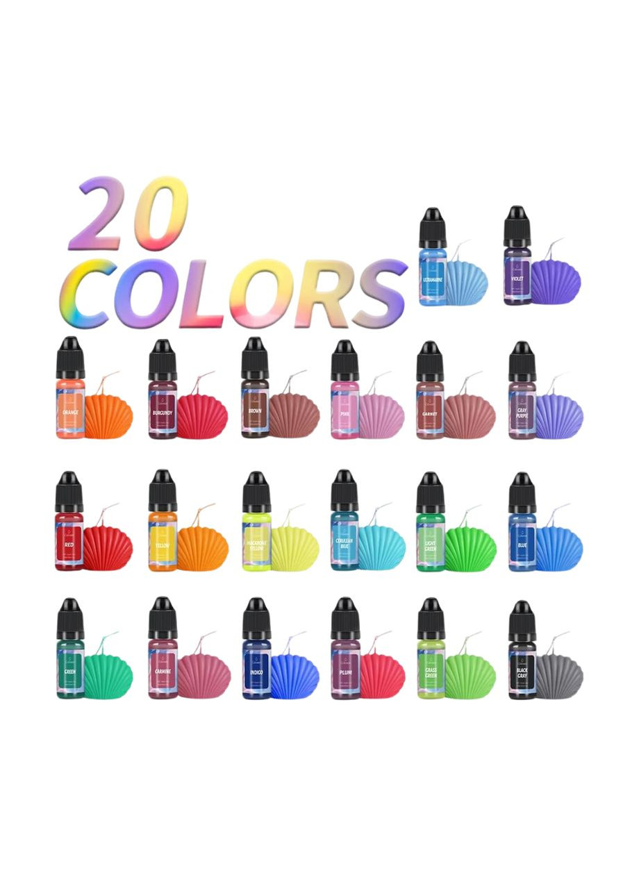 Олійні рідкі барвники для виготовлення свічок і мила, 20 кольорів, набір рідких пігментів No Brand (369802827)