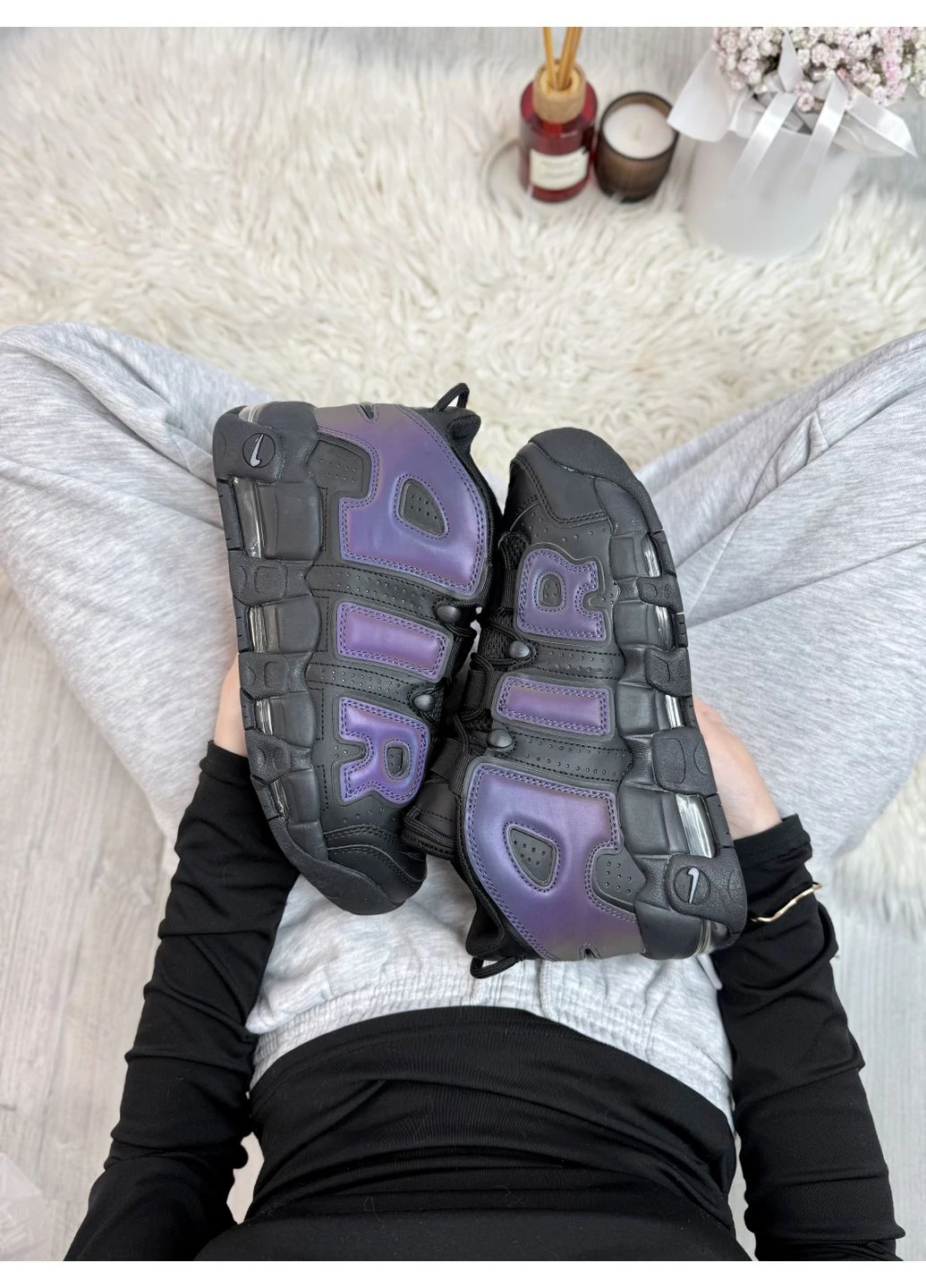 Чорні літні кросівки nike air more uptempo black reflective найк аір мор уптемпо No Brand