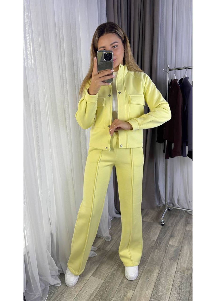 Костюм женский теплый на флисе брюки палаццо и жакет No Brand (366743974)