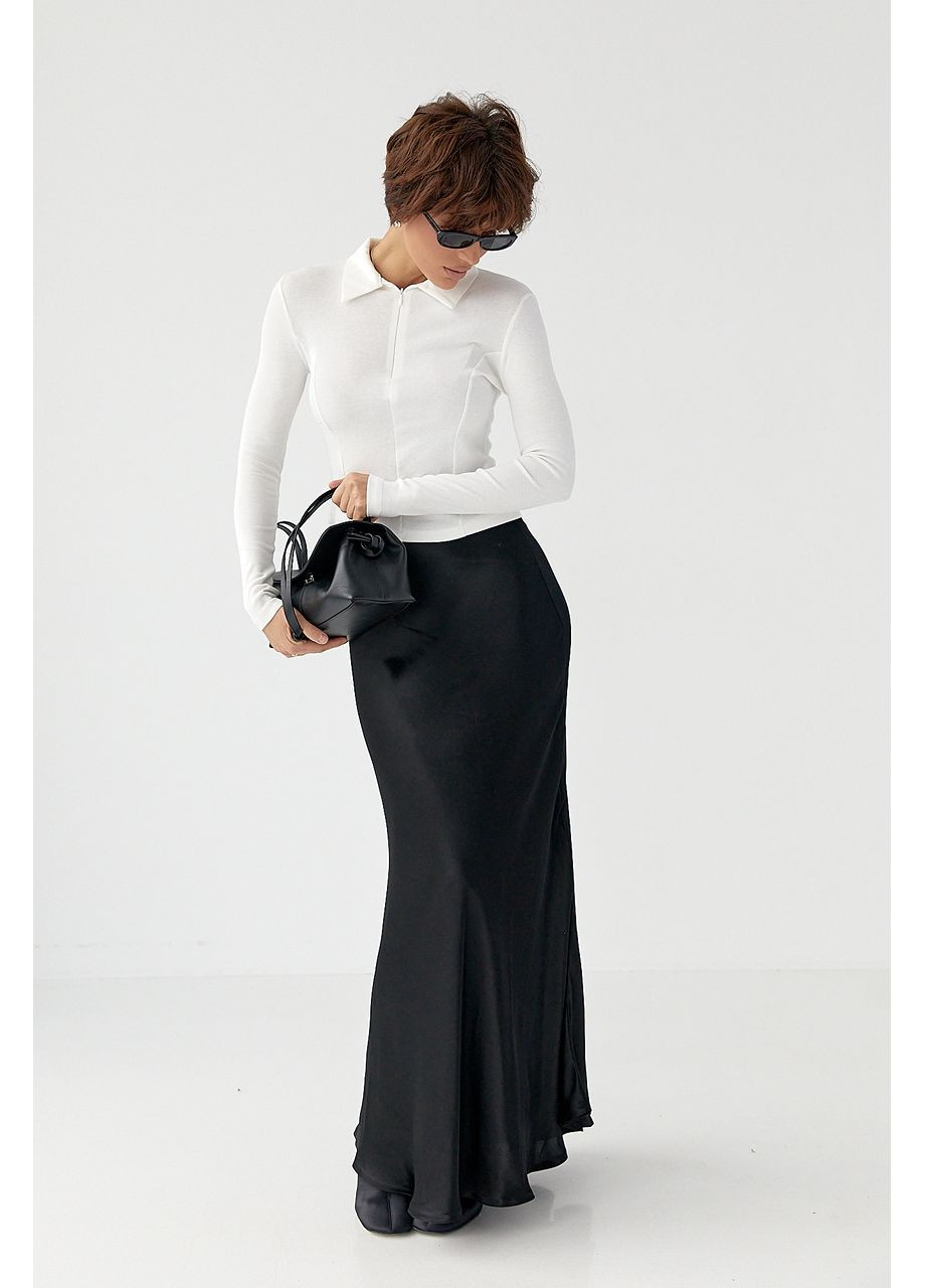 Укороченный лонг-поло с молнией на горловине Lurex (369327187)