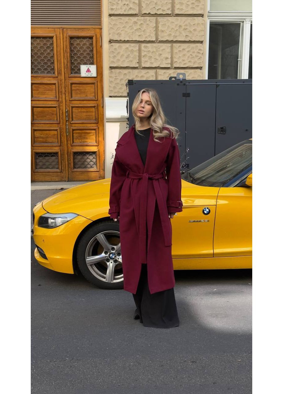 Бордове демісезонне Пальто кашемірове утеплене (заміри в описі) GD/GL Модний простір