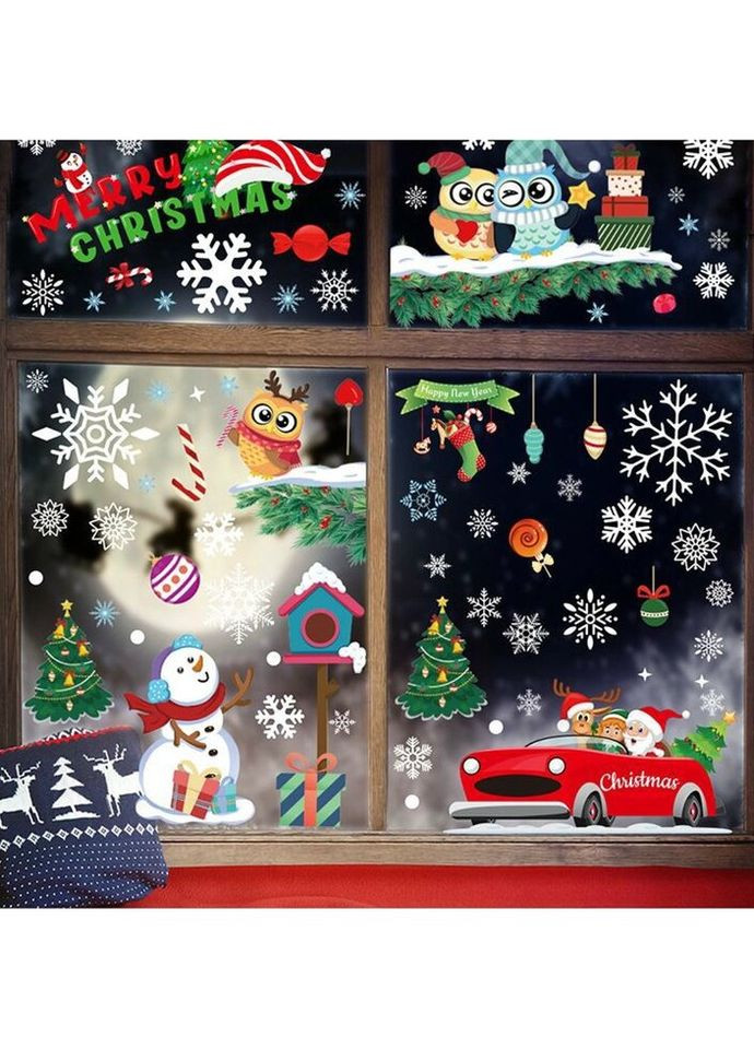 Набор новогодних наклеек на окно Happy New Year 1 9120 20х30 см 8 листов No Brand (335583587)