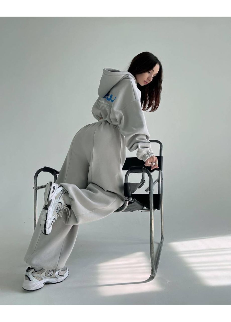 Женский спортивный костюм на флисе: укороченное тощие с капюшоном + джогеры MonCher (354330669)