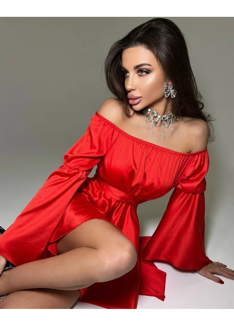 Красное праздничный, вечернее платье No Brand однотонное